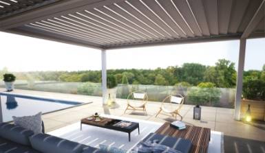 Rénovation d'aménagements extérieurs avec des pergolas en aluminium Distral sur-mesure à proximité de Pessac